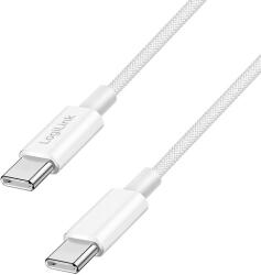 LogiLink USB 2.0 Type-C kábel, C/M - C/M, 480 Mbps, 60W, nejlon, fehér, 1 m (CU0341)