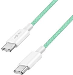 LogiLink USB 2.0 Type-C kábel, C/M - C/M, 480 Mbps, 60W, nejlon, zöld, 1, 5 m (CU0348) - dellaprint