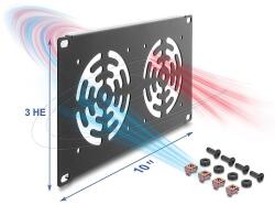 Delock 10 állvány takaró 3 ventilátor számára 92 x 92 mm méretű 3U sötétszürke (67433)