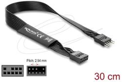 Delock HD Audio lapos kábel, alaplapi hosszabbító kábel, 9 tűs tűsoros csatlakozó-9 tűs csatlakozóaljzat, 30 cm, fekete (86052)