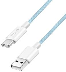 LogiLink USB 2.0 Type-C kábel, C/M - A/M, 480 Mbps, 60W, nejlon, kék, 1, 5 m (CU0331)