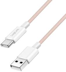 LogiLink USB 2.0 Type-C kábel, C/M - A/M, 480 Mbps, 60W, nejlon, rózsaszín, 1 m (CU0324)