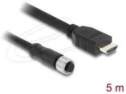 Delock M12 kábel A-kódú, 17 tűs anya- HDMI apa 5 m fekete (81220)