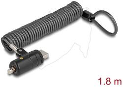 Navilock Laptop biztonsági tekercselt kábel A-típusú USB csatlakozókhoz kulcsos zárral (20917)