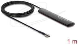 Delock LTE antenna TS9-dugó 1, 5 dBi mindenirányú RG-174-es csatlakozó kábellel biztosított, 1 m öntapadós csatlakozás kültéri, fekete színű (90711)