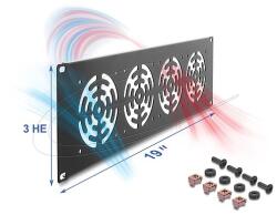 Delock 19 állvány takaró 4 ventilátor számára 92 x 92 mm méretű 3U sötétszürke (67417)