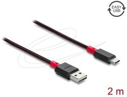 Delock EASY-USB 2.0 kábel A-típusú csatlakozódugó - USB Type-C csatlakozódugó, 2 m, fekete (81543)