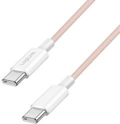 LogiLink USB 2.0 Type-C kábel, C/M - C/M, 480 Mbps, 60W, nejlon, rózsaszín, 0, 5 m (CU0343) - dellaprint