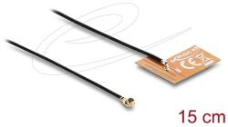 Delock WiFi 2, 4 GHz Antenna I-PEX Inc. , MHF I-dugó 2 - 3 dBi mindenirányban rögzíthető, csatlakozó kábellel (1.13, 15 cm), NYÁK-lap, belső öntapadós (90695)