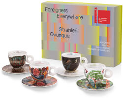 illy Art Collection Bienala 2024 cești de cappuccino din porțelan cu farfurioare 4 x 160 ml