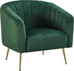 TEMPO KONDELA Fotoliu de design, ţesătură Velvet verde închis/gold crom-auriu, BAGY