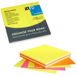 Notes adeziv 75x75 mm, 100 file, 4 culori neon, Info Notes (IN565439)