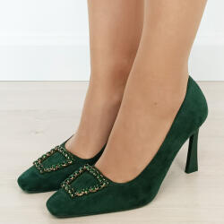 SOFILINE Pantofi verzi cu toc comod si brosa 1748 03 (1748GREEN-37)