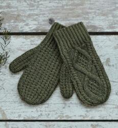 Vlnka Mănuși cu un deget tricotate manual Merino verde mărimi îmbrăcăminte S (3-90325-S)