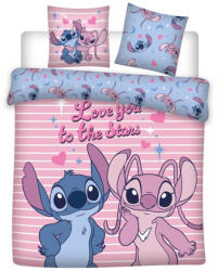 Aymax Disney Lilo és Stitch, A csillagkutya Love You dupla, kétszemélyes ágyneműhuzat 240×220cm, 65x65 cm AYM452219 (AYM452219)