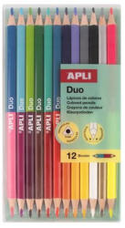 APLI Színes ceruza készlet, kétvégű, háromszögletű, APLI Duo, 24 különböző szín (LCA20081D) - fiorex
