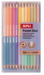 APLI Színes ceruza készlet, kétvégű, háromszögletű, APLI Pastel Duo, 24 különböző pasztel szín (LCA20083D)