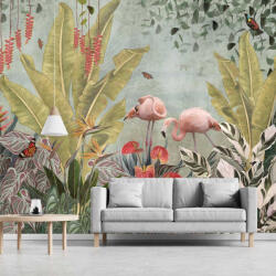 Wallvision Virágos dzsungel és flamingó mintás fotótapéta 400x280cm