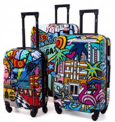 RGL 3 darabos színes kagylómintás utazóbőrönd szett "Las Vegas" M, L, XL méretek (3501)