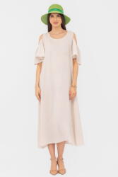 Stella Milani Rochie din in cu umerii goi, lunga, A-line, bej Talie unica