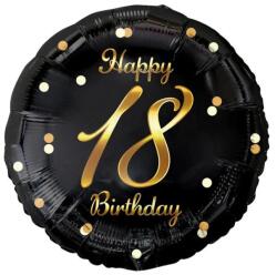  Fólia lufi Happy 18. Birthday évszámos fekete arany elegáns 45 cm O18C (10240FG-O18C)