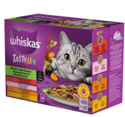 Mars-Nestlé Whiskas TastyMix - Nedves eledel (marha, baromfi, zöldség, lazac, sárgarépa szószban) macskák részére (12x85g) (156229)