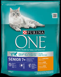 Mars-Nestlé Purina ONE Senior 7+ Bifensis (csirke, gabona) száraztáp idősebb felnőtt macskák részére (800g) (939362)