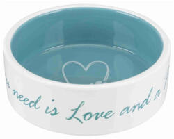TRIXIE Pet's Home Ceramic Bowl - kerámia tál (mintás, fehér/petrolkék) kutyák és macskák részére (0, 3l/Ø12cm) (028-25050)