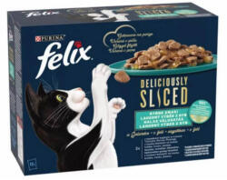 Mars-Nestlé Felix DELICIOUSLY SLICED - Nedves eledel (lazac, tonhal, tőkehal, lepényhal) macskák részére (12x80g) (749789)