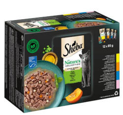Mars-Nestlé Sheba Nature's Collection Selectie Mix - alutasakos (csirke, pulyka, tonhal, lazac mártásban) macskák részére (12x85g) (265403)