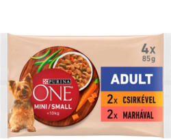 Mars-Nestlé PURINA ONE Mini/Small Adult (marha, marha szószban) nedves eledel kutyák részére (4x85g) (299512)