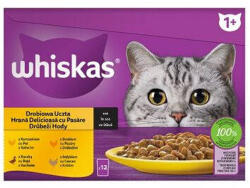 Mars-Nestlé Whiskas Poultry feasts - Nedves eledel (csirke-, pulyka-, kacsa-, baromfi- szószban ) macskák részére (12x85g) (154810)