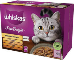 Mars-Nestlé Whiskas Pure Delight Adult - Nedves eledel (csirke, kacsa, baromfi, pulyka aszpikban) macskák részére (12x85g) (302534)
