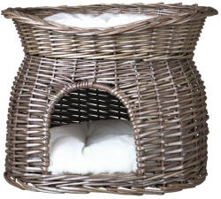 TRIXIE Wicker Cave with Bed on Top - fonott macskabútor (szürke) 54x43x37cm (028-2873)
