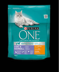 Mars-Nestlé Purina ONE Coat&Hairball Bifensis (csirke, gabona) száraztáp lakásban tartott macskák részére (800g) (015730)