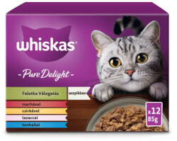 Mars-Nestlé WHISKAS PURE DELIGHT 12x85g Alutasakos halas-húsos mix (tonhal, lazac, csirke, marha) (302503)