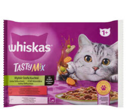 Mars-Nestlé Whiskas TastyMix 1+ - Nedves eledel (marha, baromfi-zöldség, lazac-sárgarépával szószban) macskák részére (4x85g) (262716)