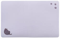 TRIXIE Place Mat - Műanyag tálalátét (szürke, macska mintával) tálakhoz (44x28cm) (028-24549)