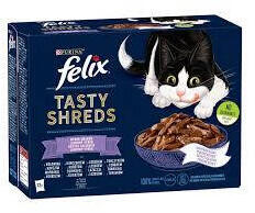 Mars-Nestlé Felix Tasty Shreds (vegyes válogatás - szószban) alutasakos - macskák részére (12x80g) (645704)