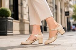 Ciucaleti LUX Pantofi dama eleganti decupati din piele naturală, Bej Box cu Bej Lac NA50BLP, marimea 38