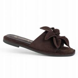 Goodin Női flip-flop papucs casual GD-DO-244 velúr bőr könnyű virágos applikáció barna 36 (GD-DO-244COFFEE)