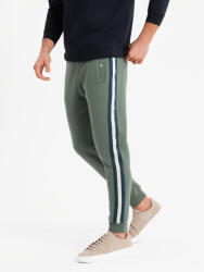 Ombre Clothing Мъжки спортни панталони с кантове и ребрести крачоли - маслинени Ombre Clothing | Zelen | МЪЖЕ | 32/32