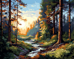 Alkotásutca Az erdő lelke - Számfestő készlet kereten 40x50