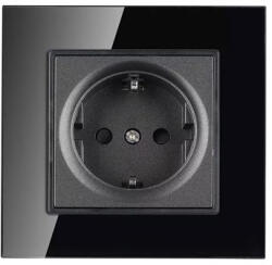 V-TAC Priza Simpla 16a Cu Rama Din Sticla , Negru (sku-8399) - artledconcept