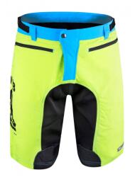 Force Pantaloni scurti Force MTB-11, bazon detasabil, Galben Fluo/Bleu/Negru, XS