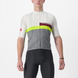 Castelli Tricou cu maneca scurta Castelli A Blocco, Alb/Gri/Galben Fluo/Visiniu, XXL