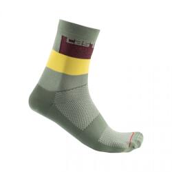 Castelli Sosete Castelli Blocco 15, Verde/Galben/Visiniu, XXL, 44-47