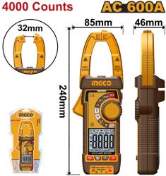 INGCO Multimetru / Clampmetru AC 600A Industrial 4000 Puncte INGCO DCM66001 (DCM66001)