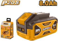 INGCO Acumulator 20V 8Ah INGCO FBLI2108 Li-Ion, baterie P20S cu indicator LED, autonomie mare pentru scule electrice (FBLI2108)