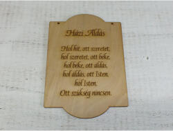  Natúr fa - Házi áldás tábla 21, 5x14, 5cm - kosarbolt